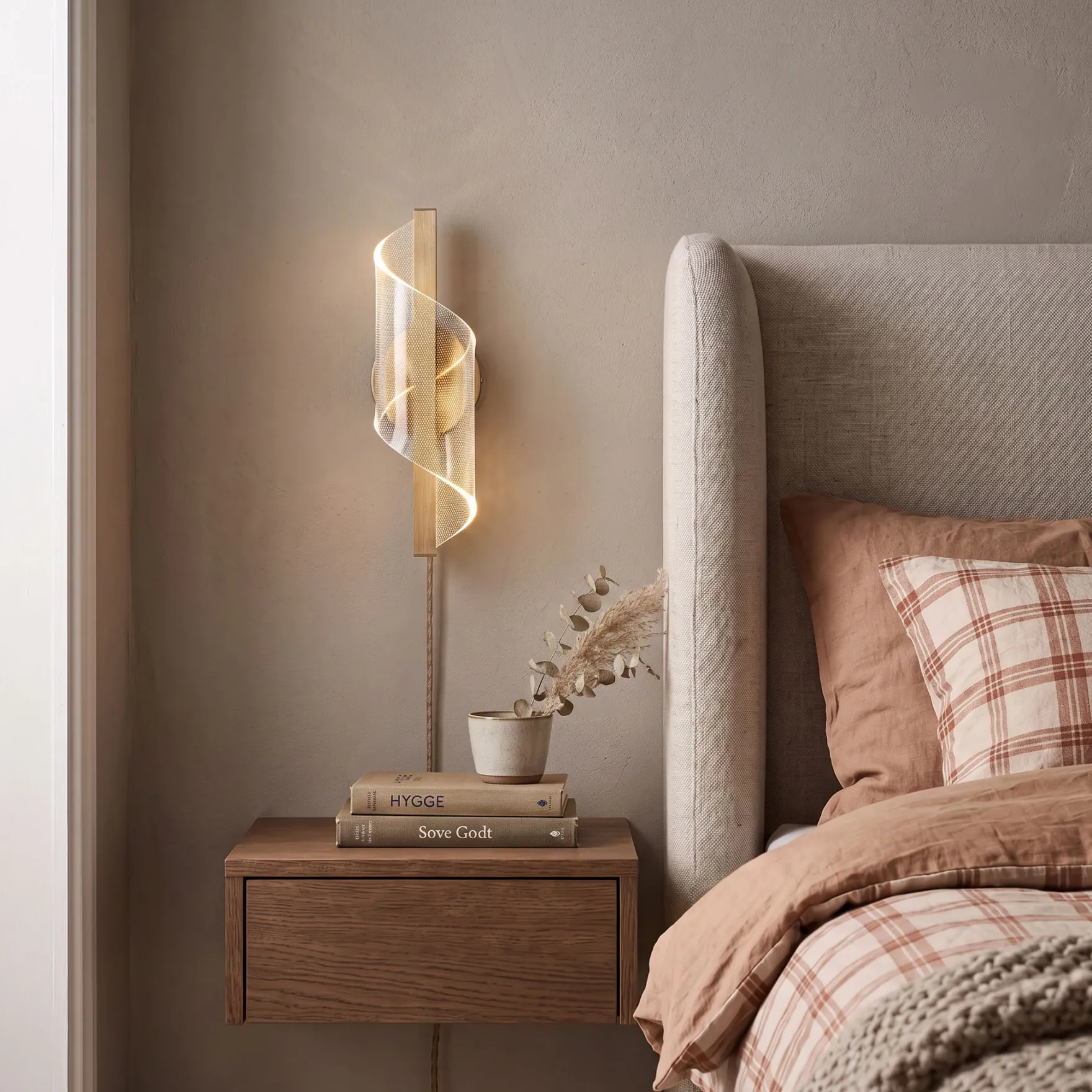 Amore vegglampe messing m/dimmer