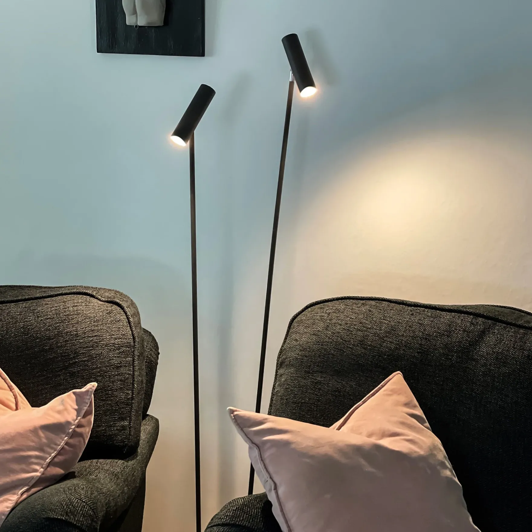 Artic LED 2-lys gulvspot sort m/dim