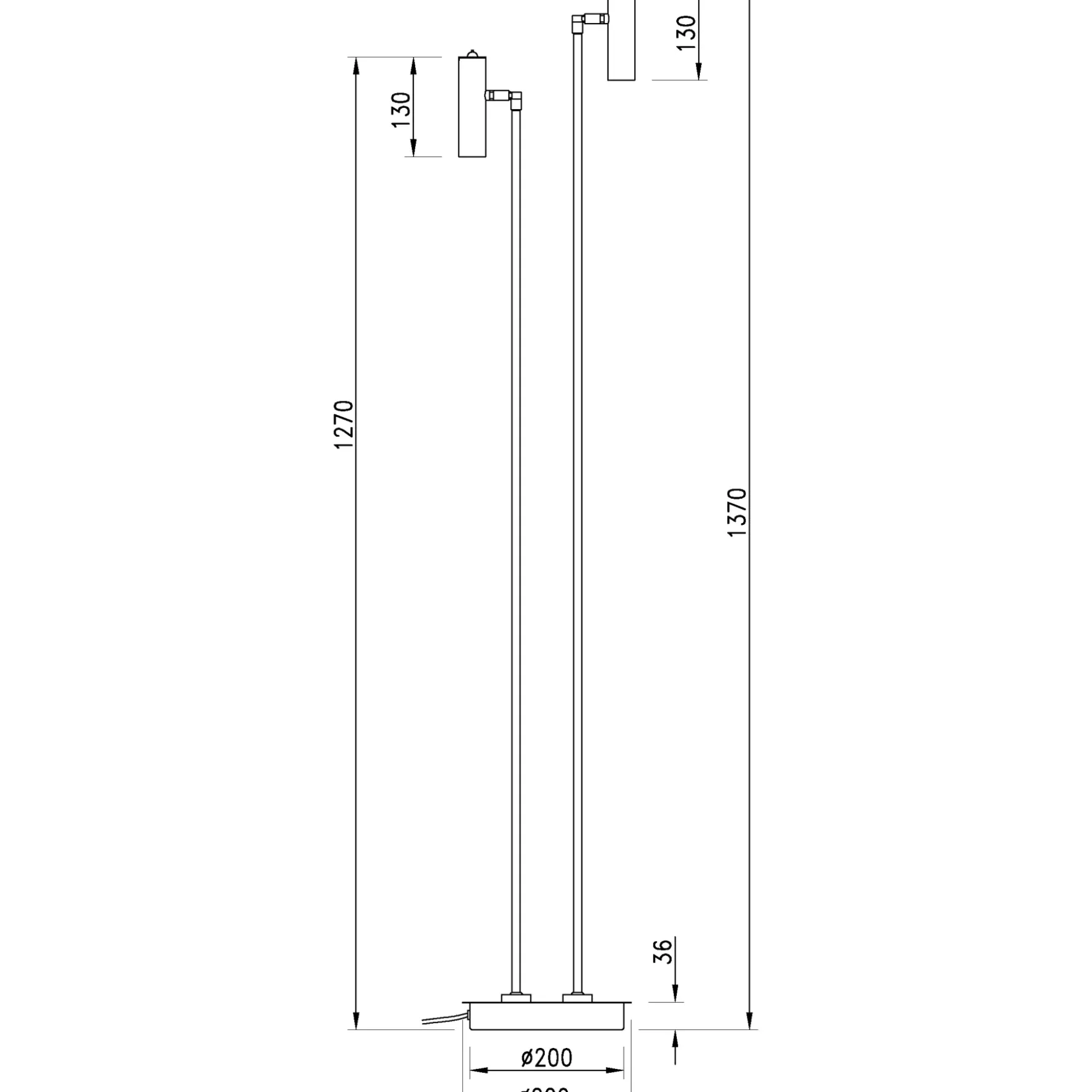 Artic LED 2-lys gulvspot sort m/dim