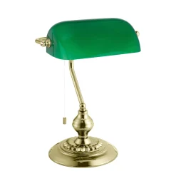 Banker bordlampe messing/grønn