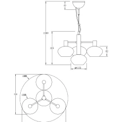 Bell 4-lys pendel messing/amber