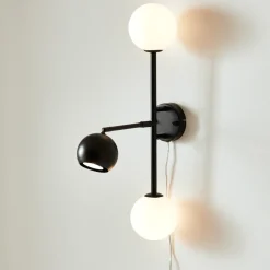 Beside 3-lys vegglampe sort/opal