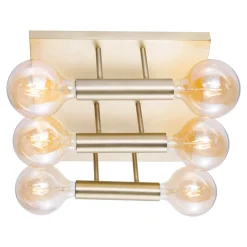 Buena vista 6-lys plafond messing