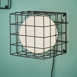 Cage vegglampe 40W E14 sort/hvit