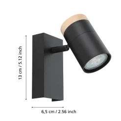 Cartagena vegglampe sort/natur