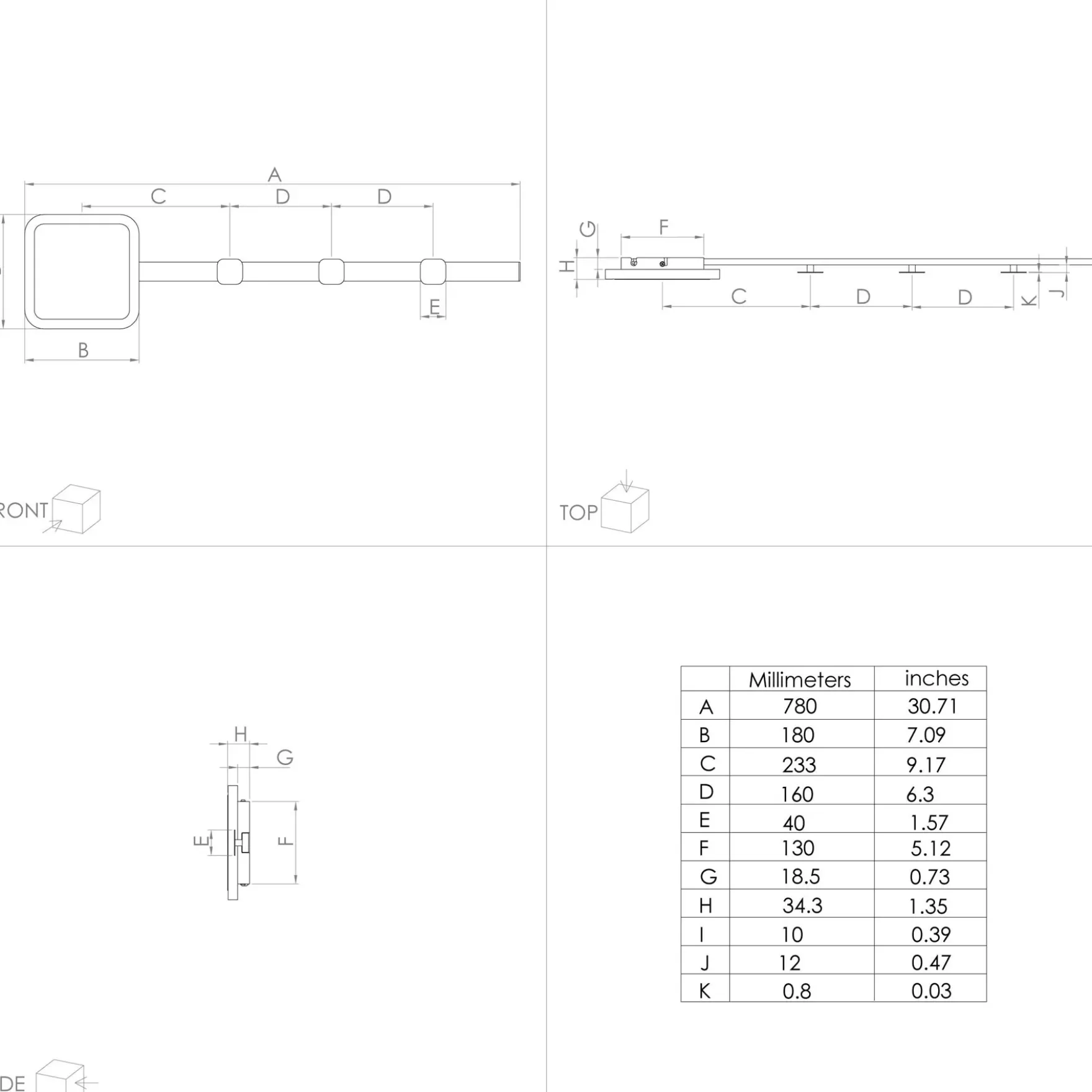 Cartignano LED knagg & vegglampe sort