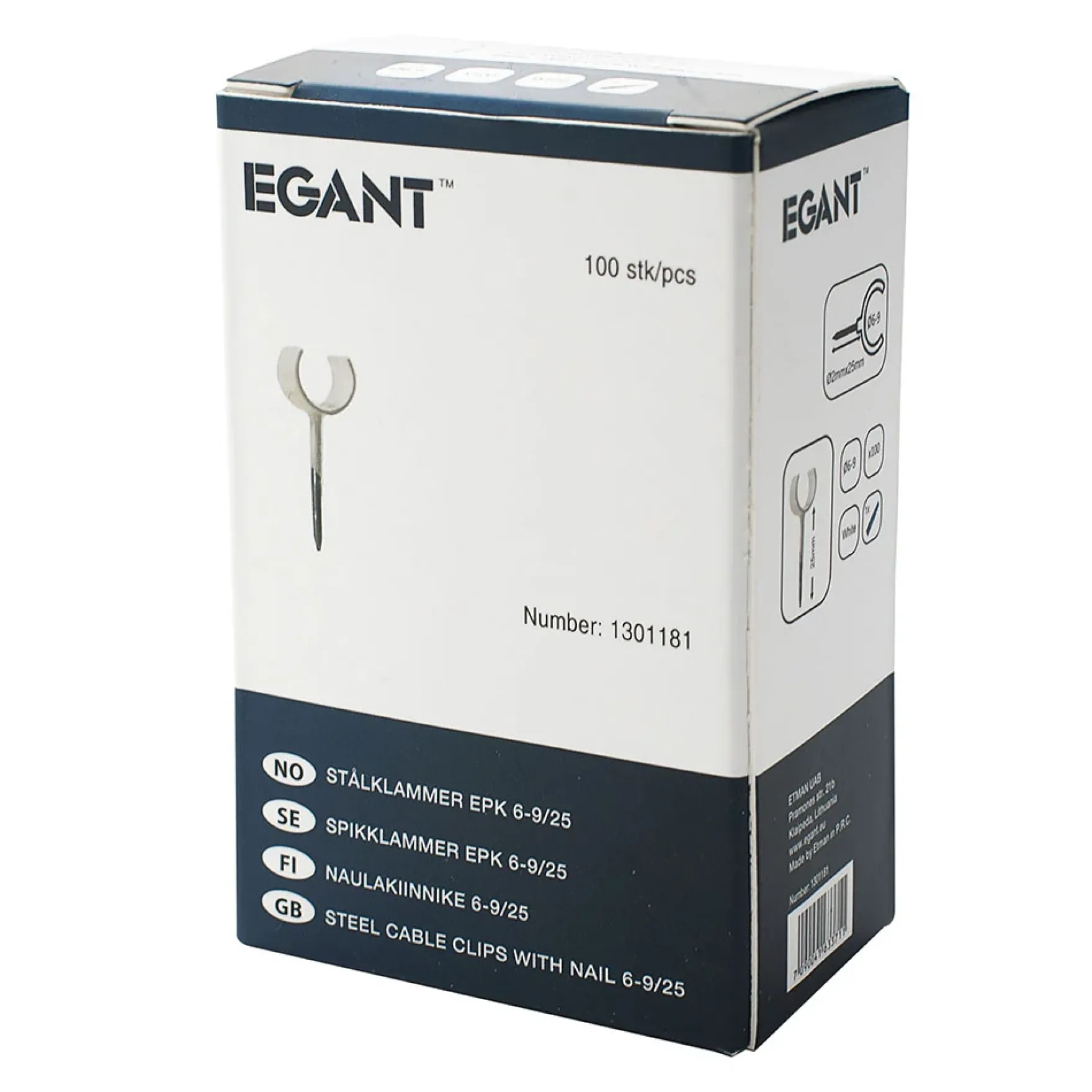 EGANT stålklammer 6-9mm 100pk
