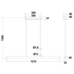 Era LED pendel rett 120cm sort