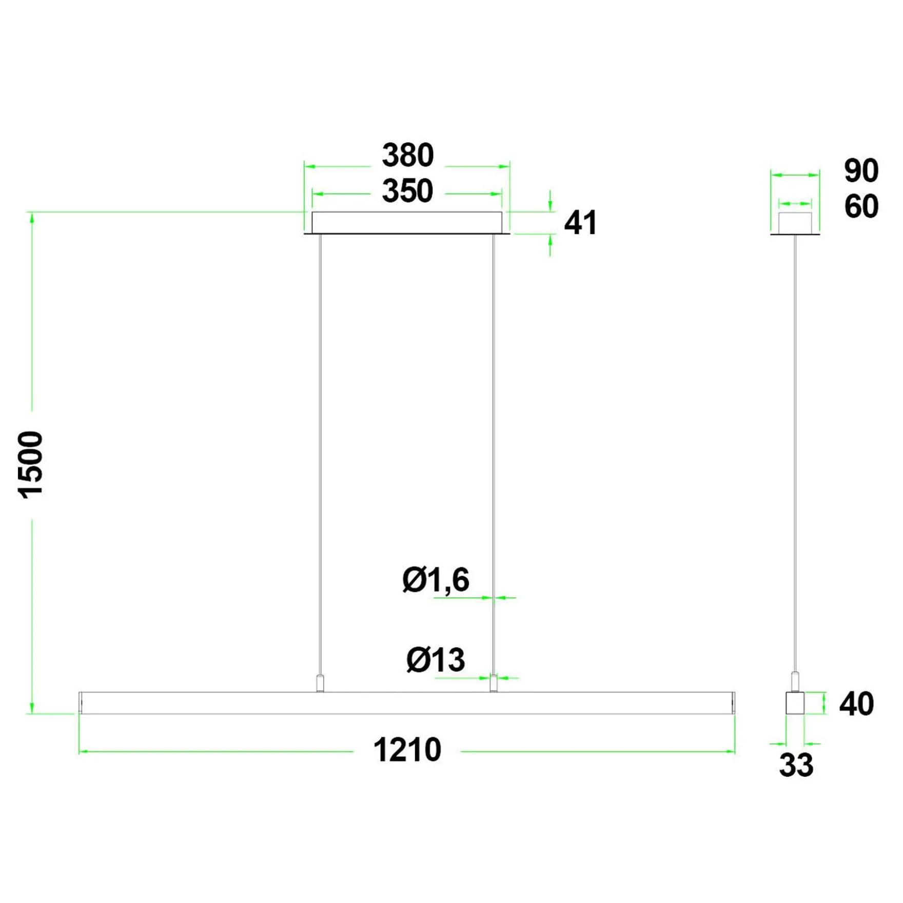 Era LED pendel rett 120cm sort