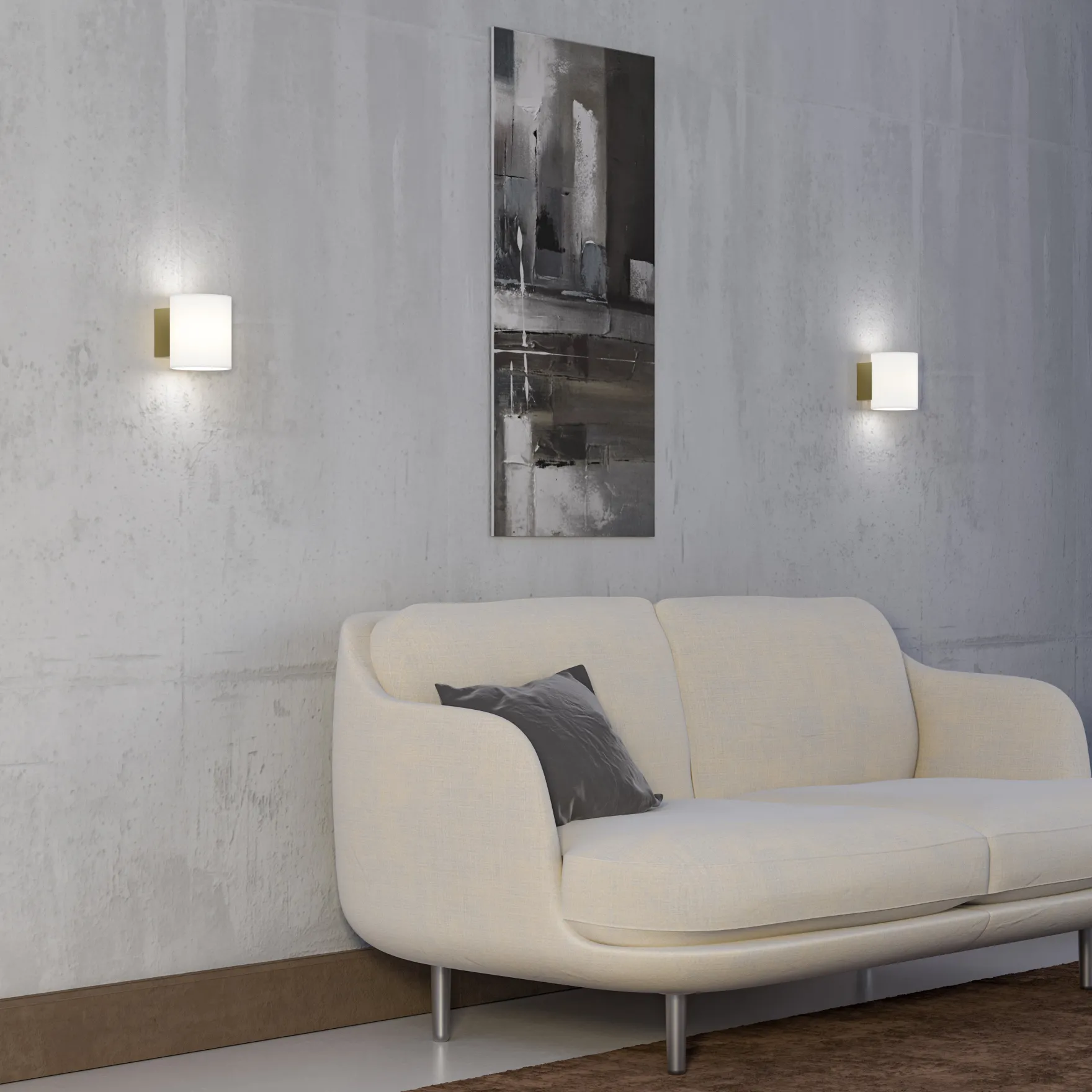 Evoke S vegglampe messing/opal IP44