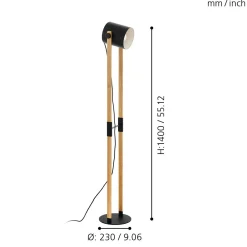 Hornwood gulvlampe sort/natur