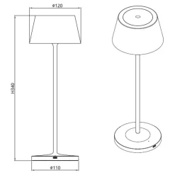 Iris bordlampe IP54 oppladbar rust