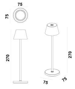 Iris mini bordlampe IP54 oppladbar sort
