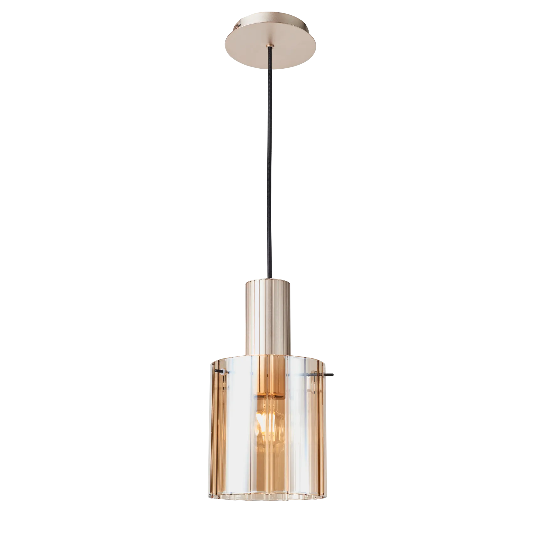 Kvarts takpendel Ø14cm E27 gull/champagne
