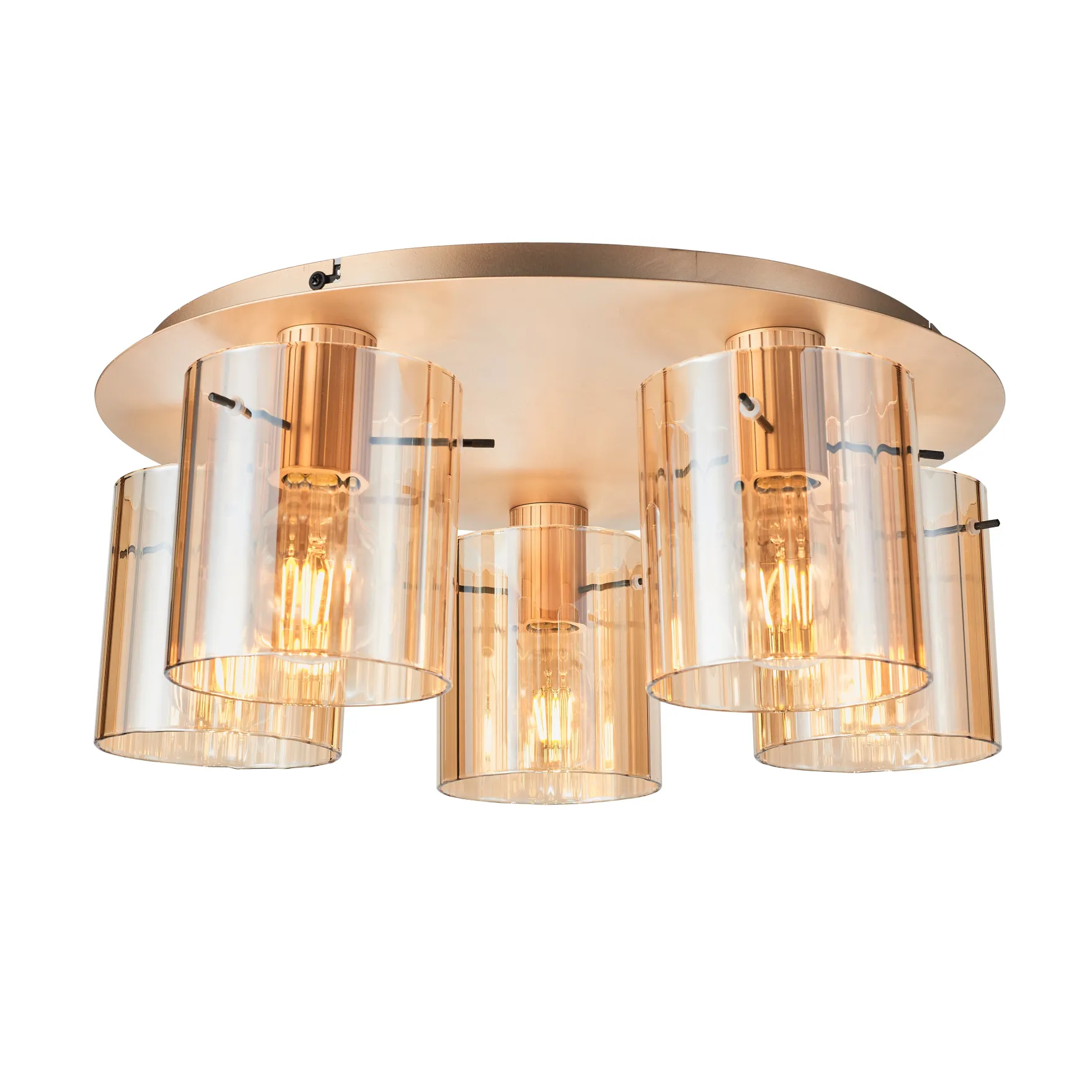 Kvarts takplafond Ø52cm E27 gull/champagne