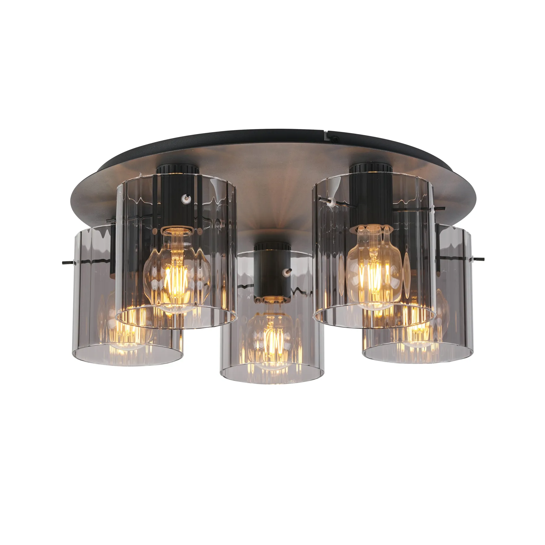 Kvarts takplafond Ø52cm E27 sort/sotet