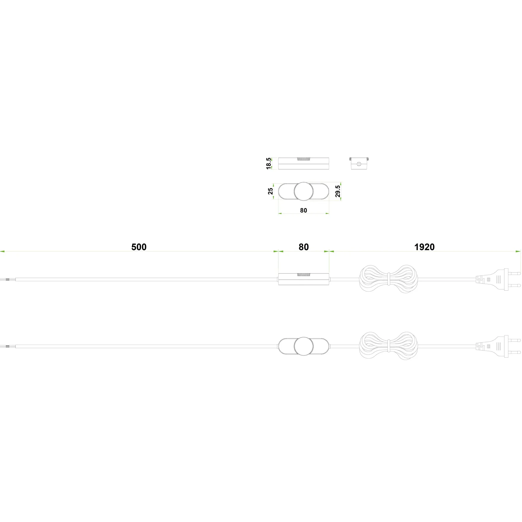 Ledningsdimmer 2.5 sort