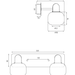 Messina 2-lys vegglampe IP44 messing
