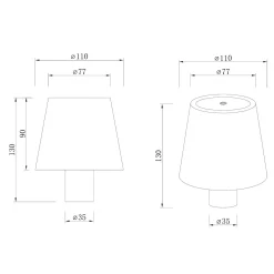 Mida bordlampe 3W sort oppladbar