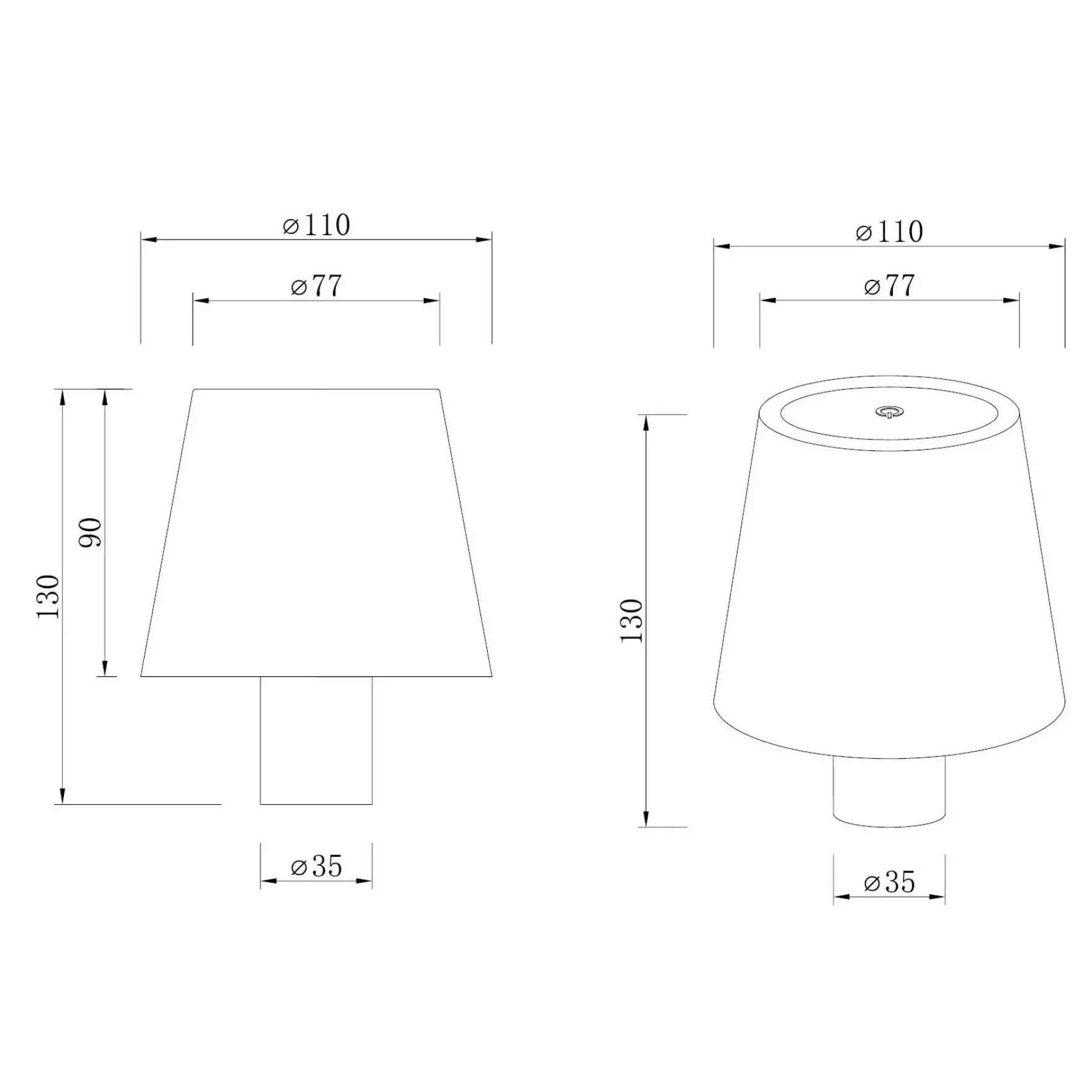 Mida bordlampe 3W sort oppladbar