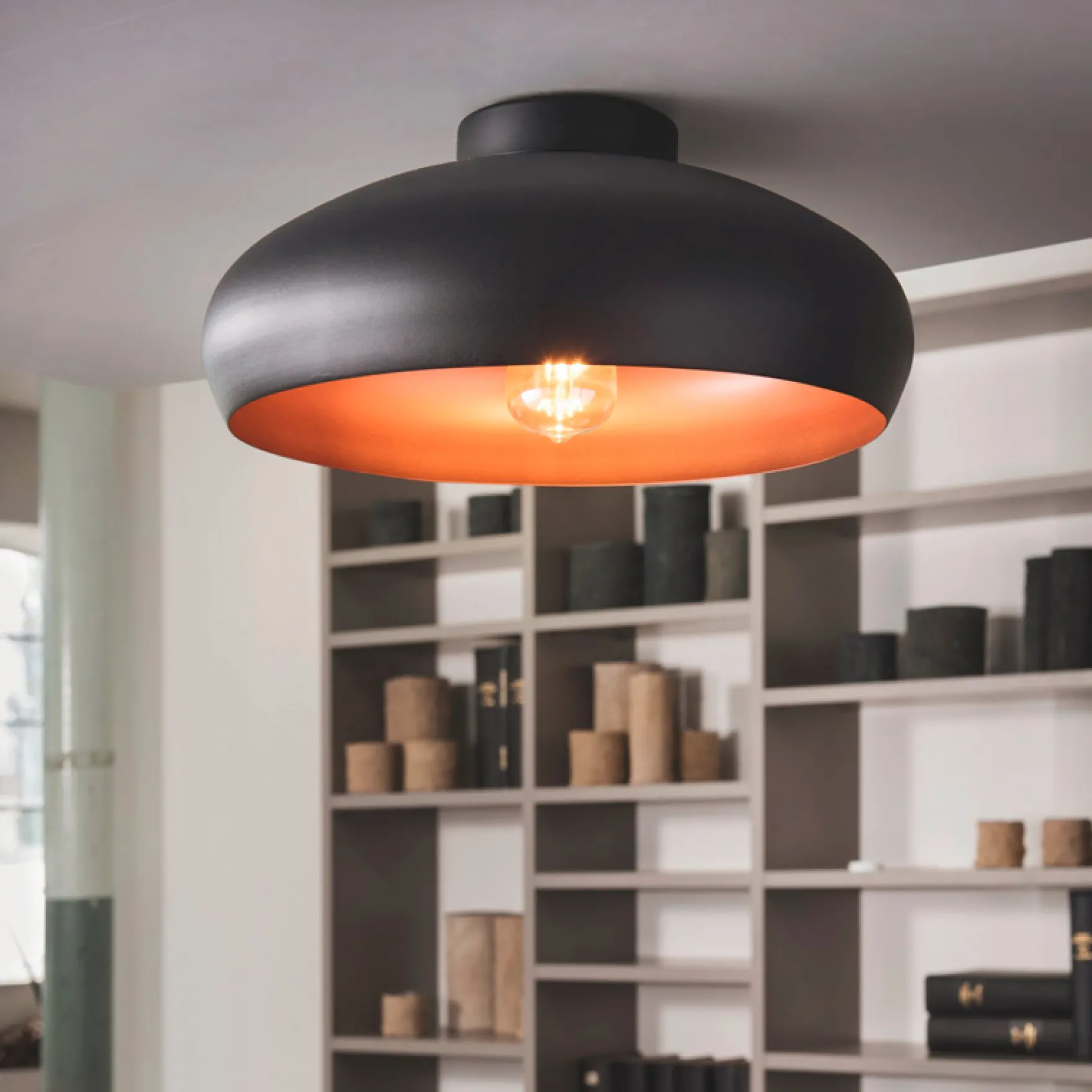 Mogano takplafond 40cm sort/oransje