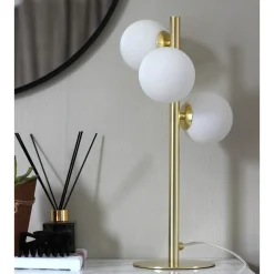 Molekyl 3-lys bordlampe messing/opal