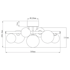 Molekyl 7-lys takplafond messing/opal
