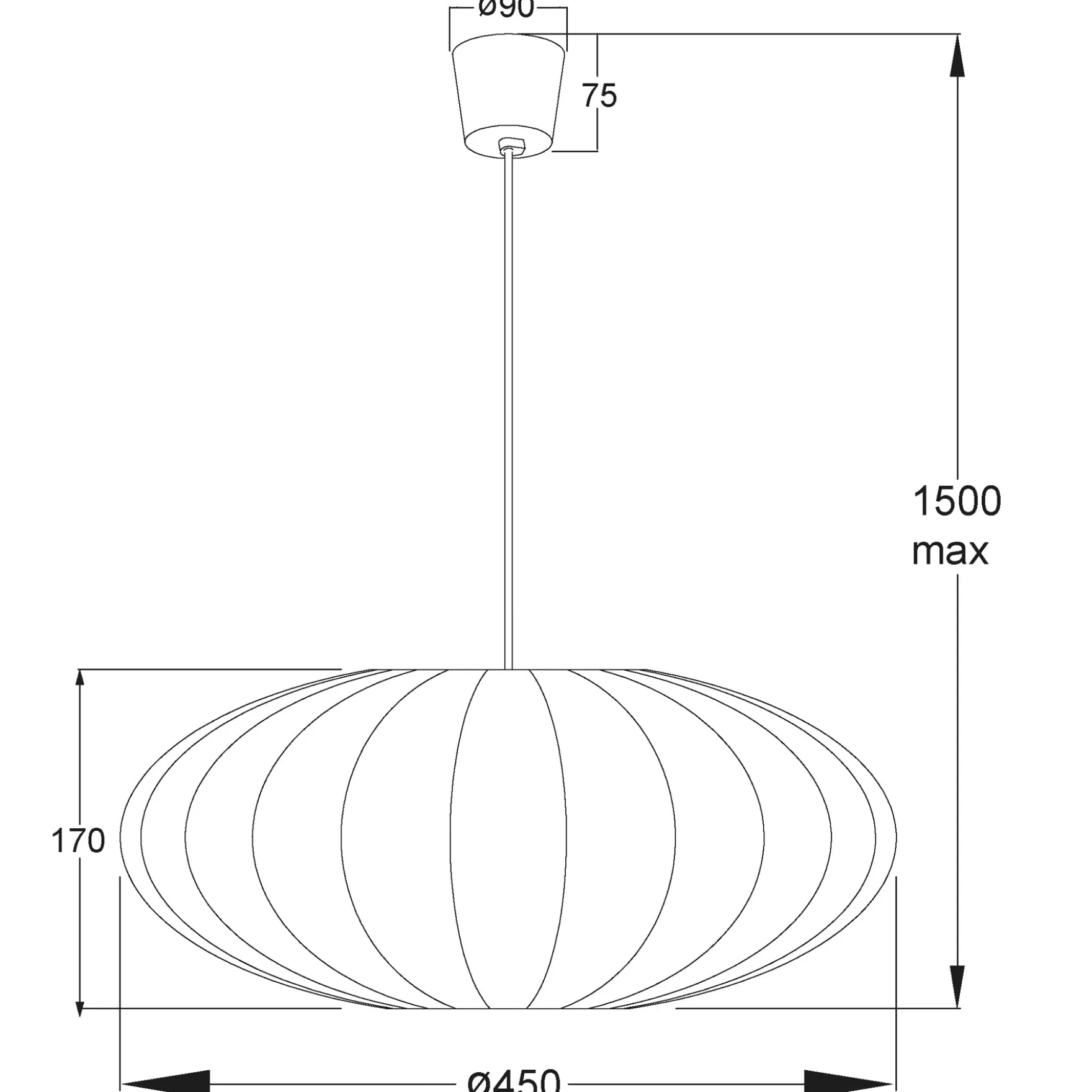 Noor takpendel Ø45cm hvit