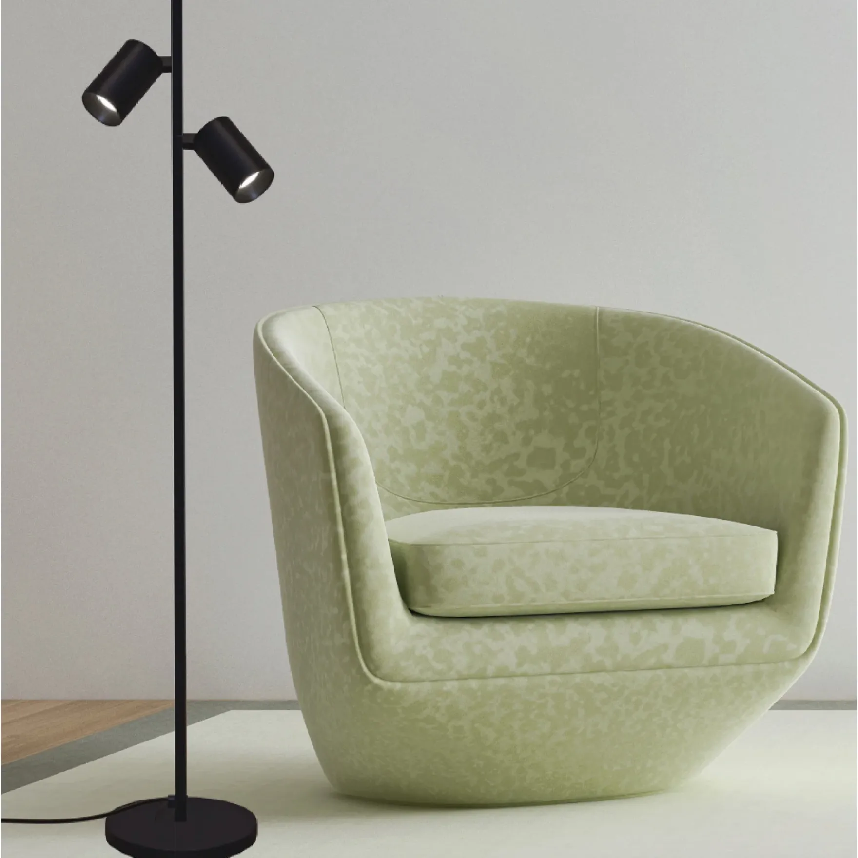 Oz K2 2-lys gulvlampe sort/gull