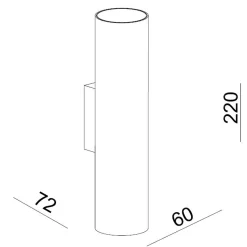 Oz K2 2-lys vegglampe sort/gull