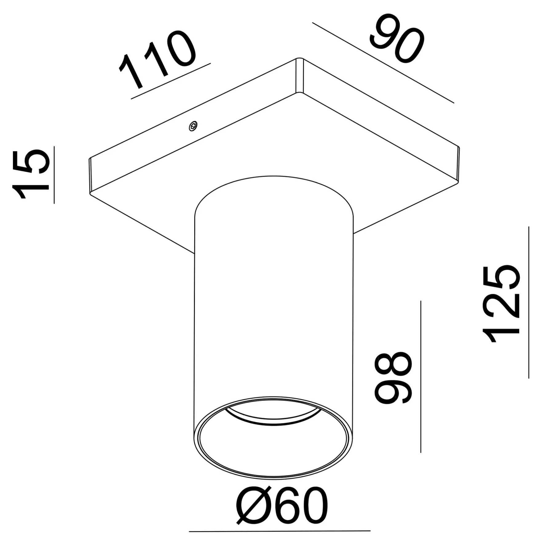 Oz K1 tak-/veggspot messing/sort