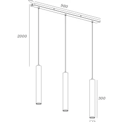 Oz mini K3 takpendel 3-lys sort