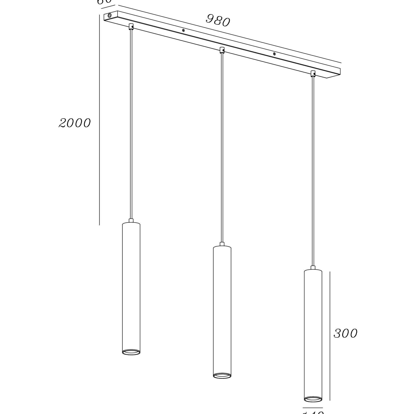 Oz mini K3 takpendel 3-lys sort