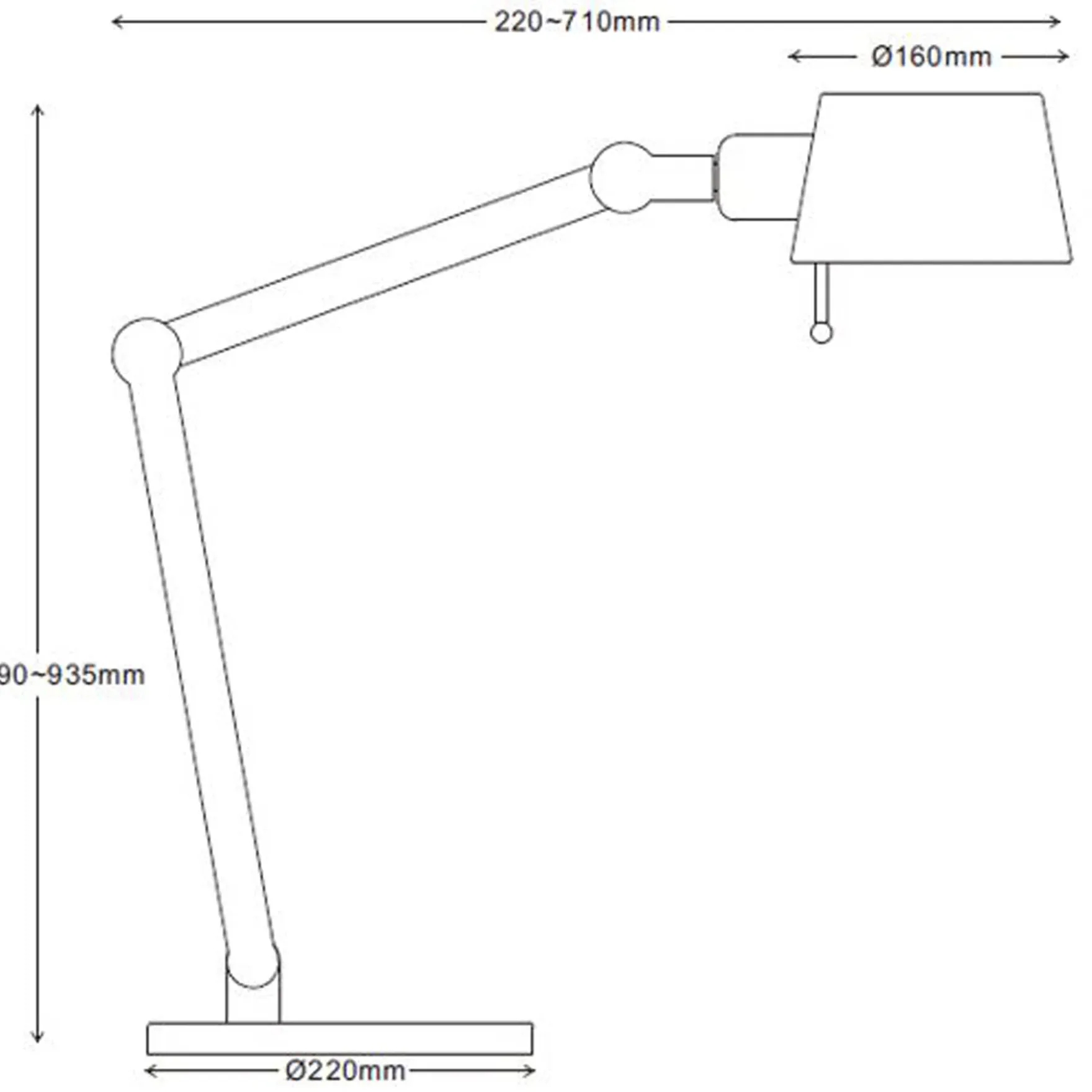 Pionex bordlampe sort/gull
