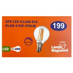 3pk LED E14 illum klar 4.9W dimbar