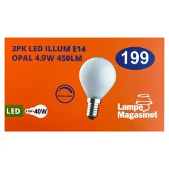 3pk LED E14 illum opal 4.9W dimbar