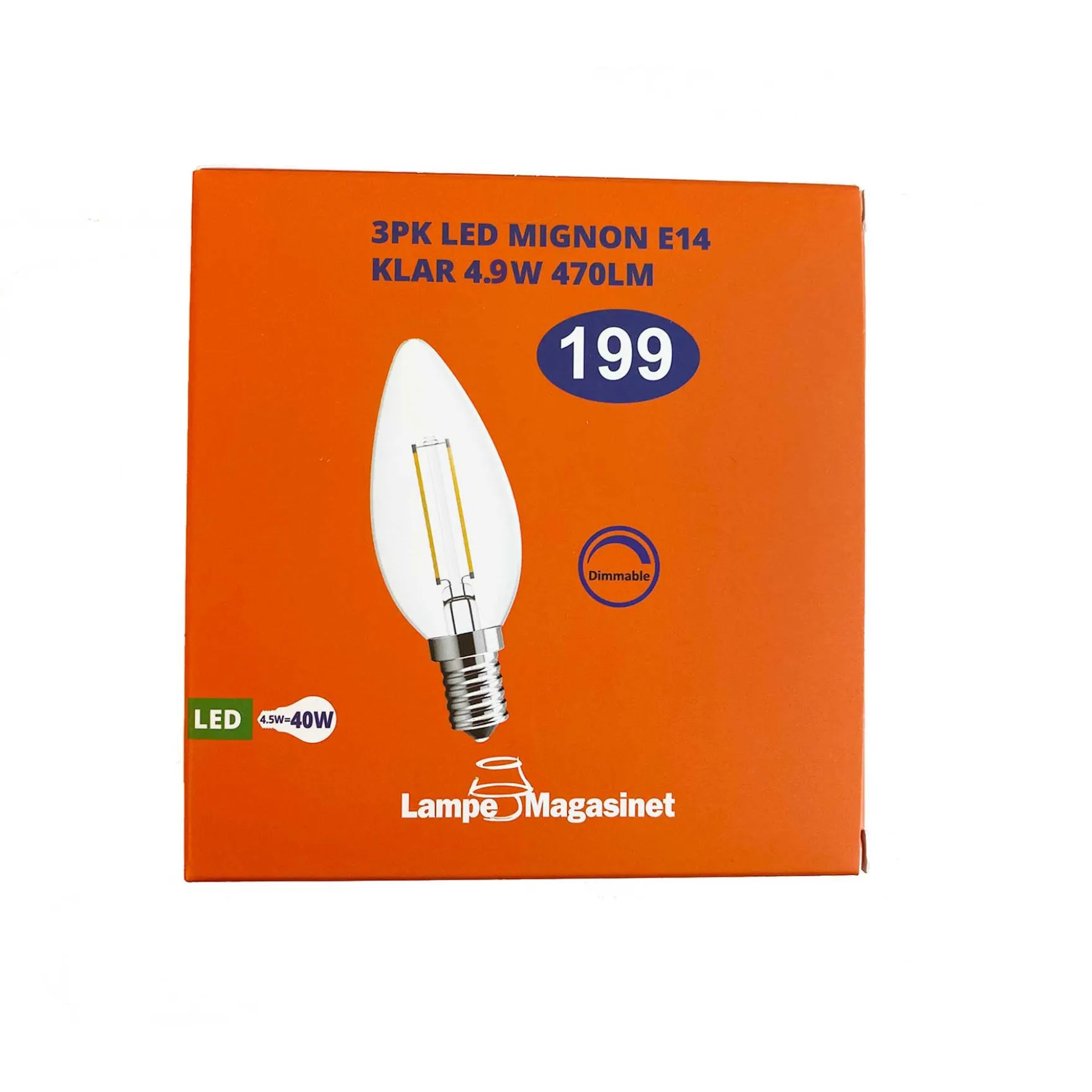 3pk LED E14 mignon klar 4.9W dimbar