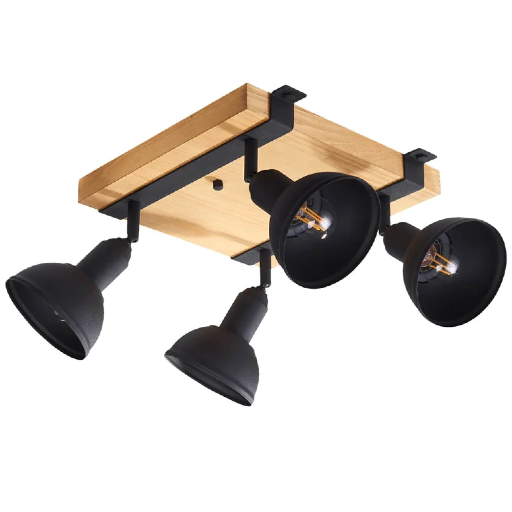 Point 4-lys taklampe kvadrat sort/natur