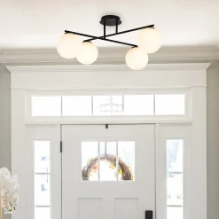 Skydekke 4-lys taklampe sort/opal