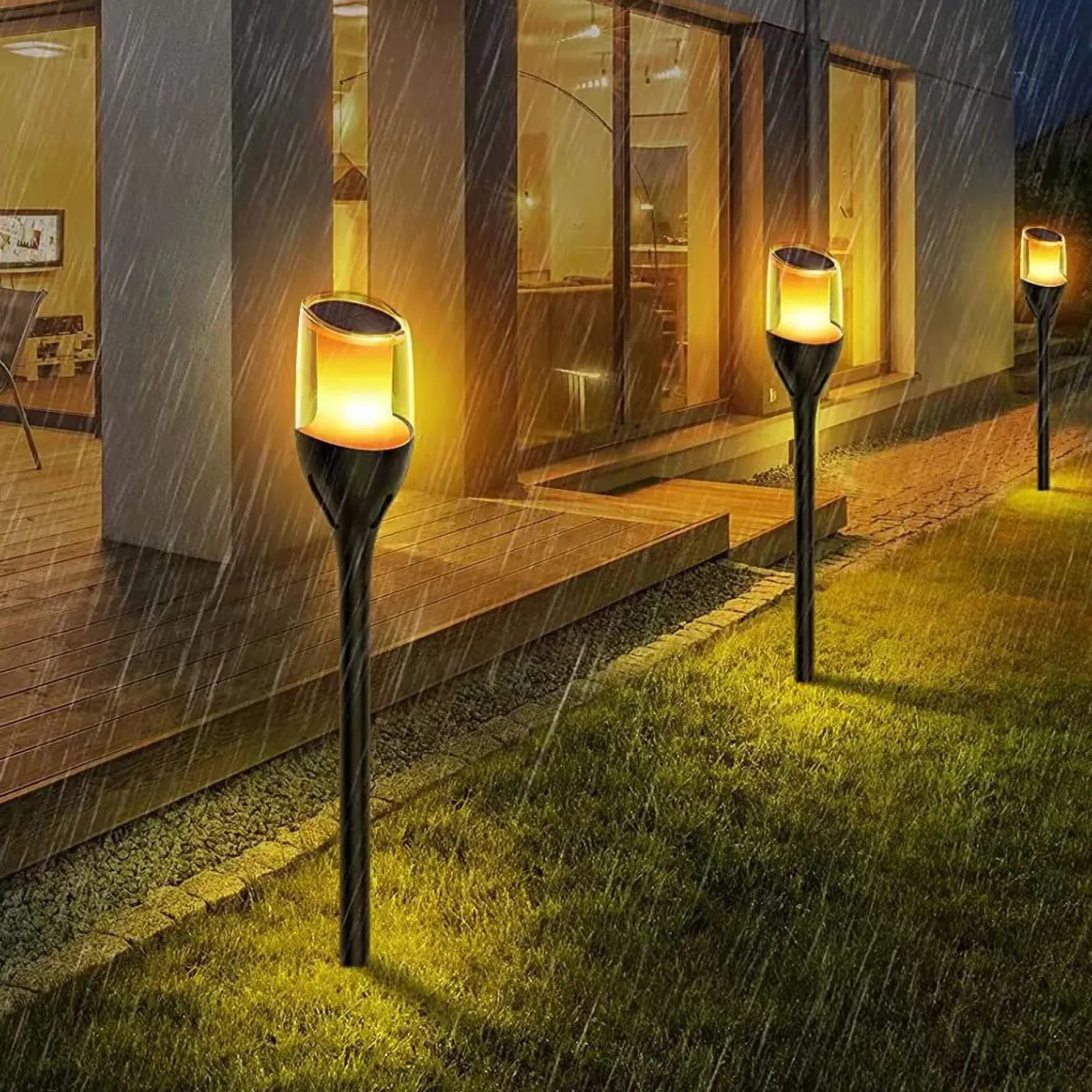 Solar garden spot 1W sort flame IP65