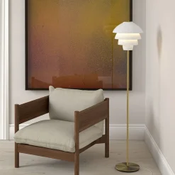 Valencia gulvlampe hvit/messing