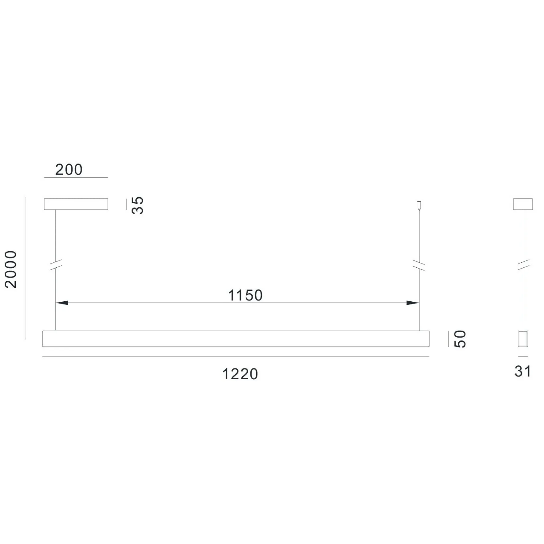 Valentina takpendel 122cm oak m/ sensor